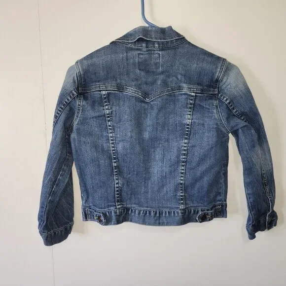Forever 21 Girls M Premium Denim Jean Jacket Blue Slightly Distressed - Picture 2 of 11